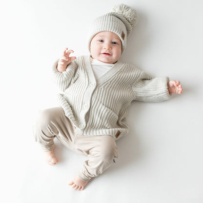 Chunky Knit Oversized Cardigan in Oat | Kyte Baby