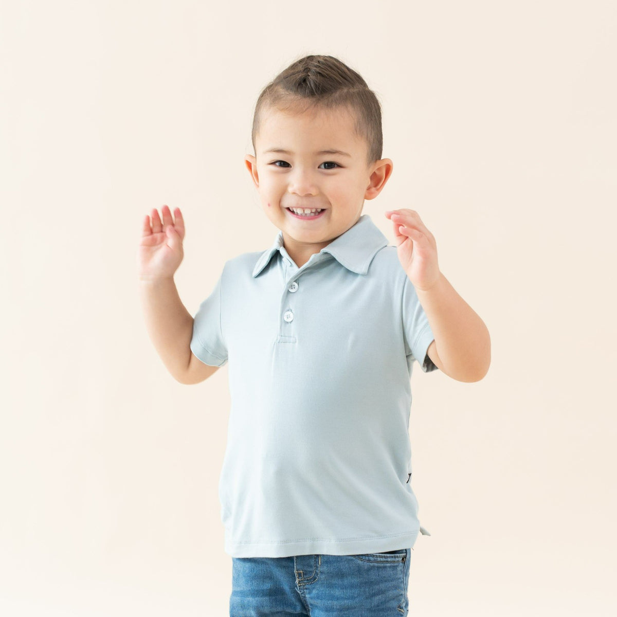 Bamboo Toddler Short Sleeve Polo in Fog | Kyte Baby