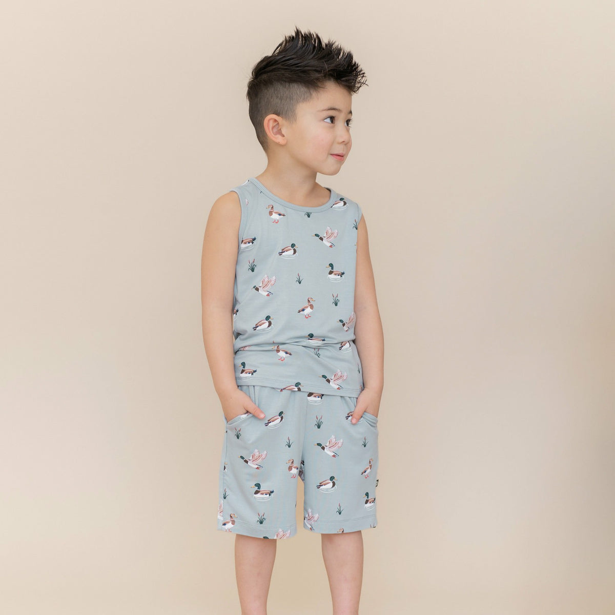 Drawstring Short in Mallard Duck | Kyte Baby