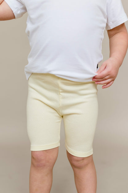 Ribbed Toddler Biker Shorts in Chamomile | Kyte Baby
