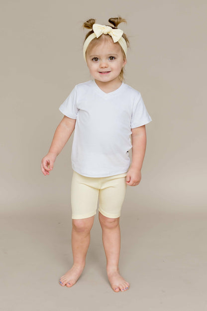 Ribbed Toddler Biker Shorts in Chamomile | Kyte Baby