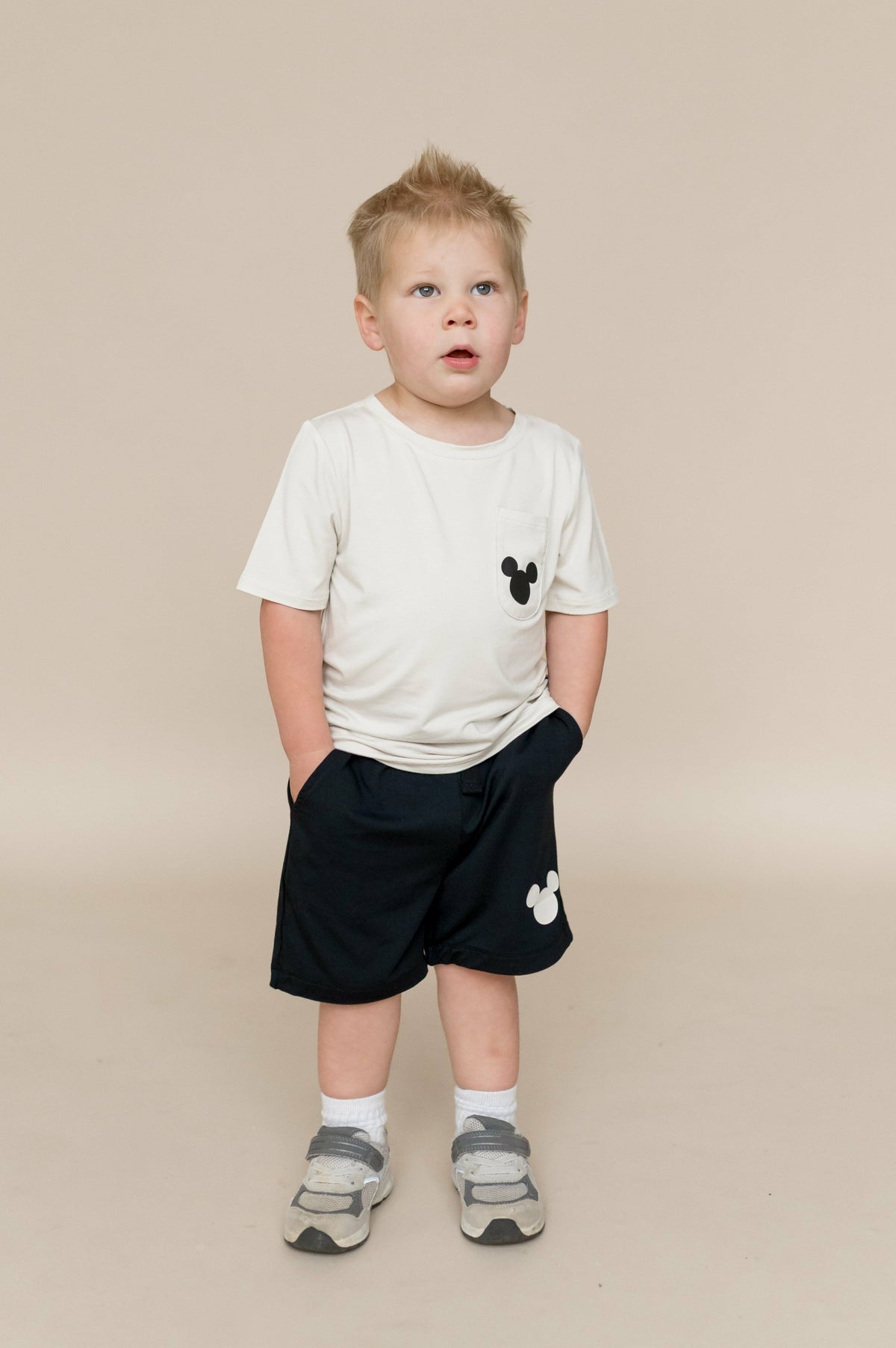 Drawstring Short in Mickey Mouse on Midnight | Kyte Baby