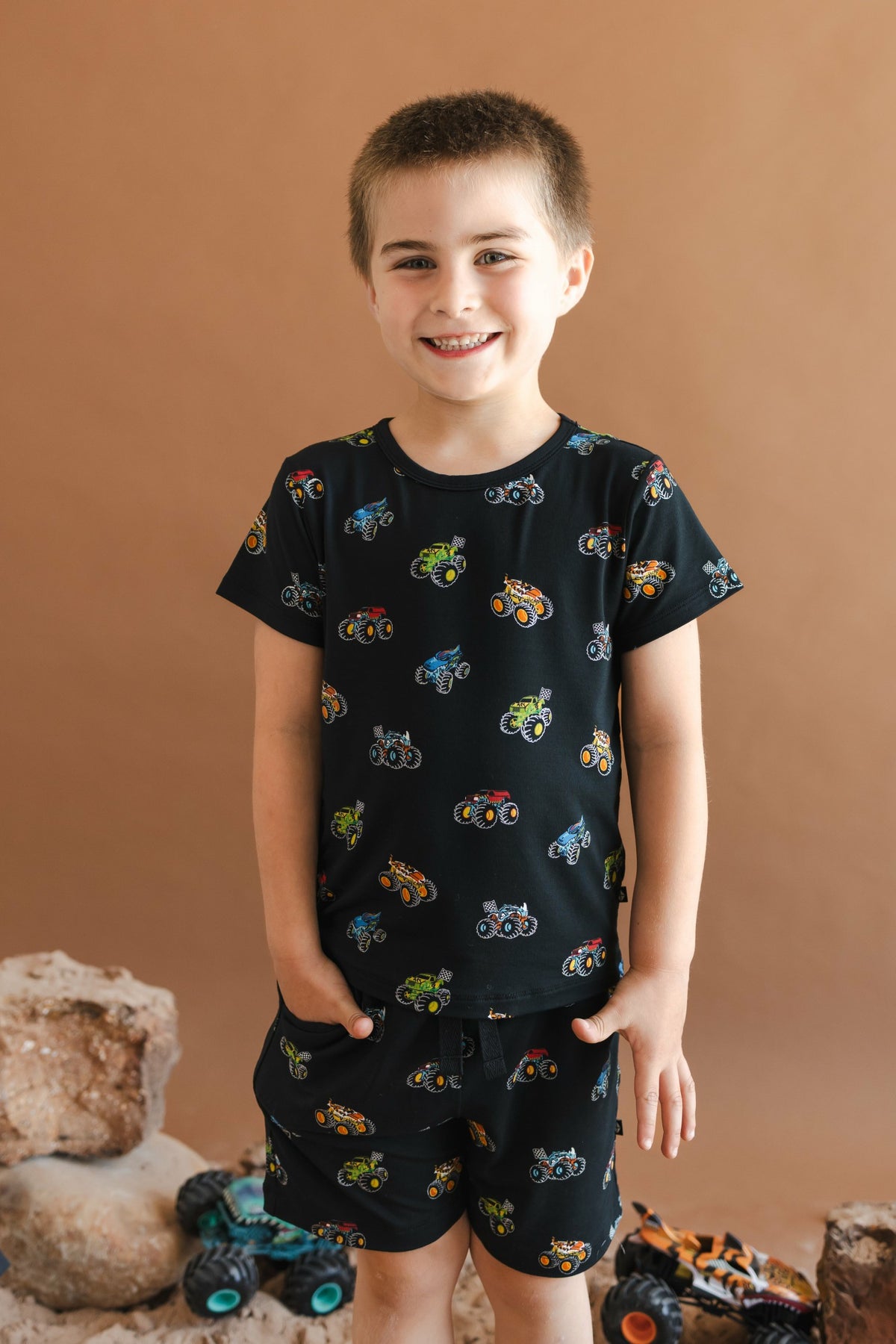 Drawstring Short in Monster Truck | Kyte Baby
