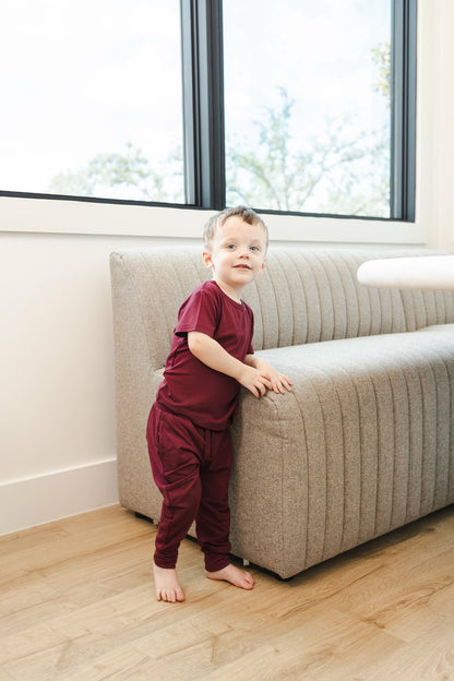 Toddler Jogger Pant in Burgundy | Kyte Baby