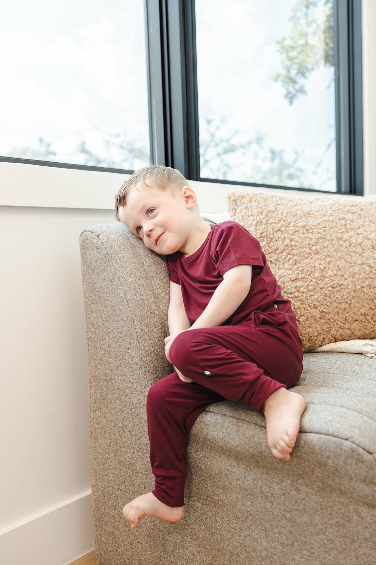 Toddler Jogger Pant in Burgundy | Kyte Baby
