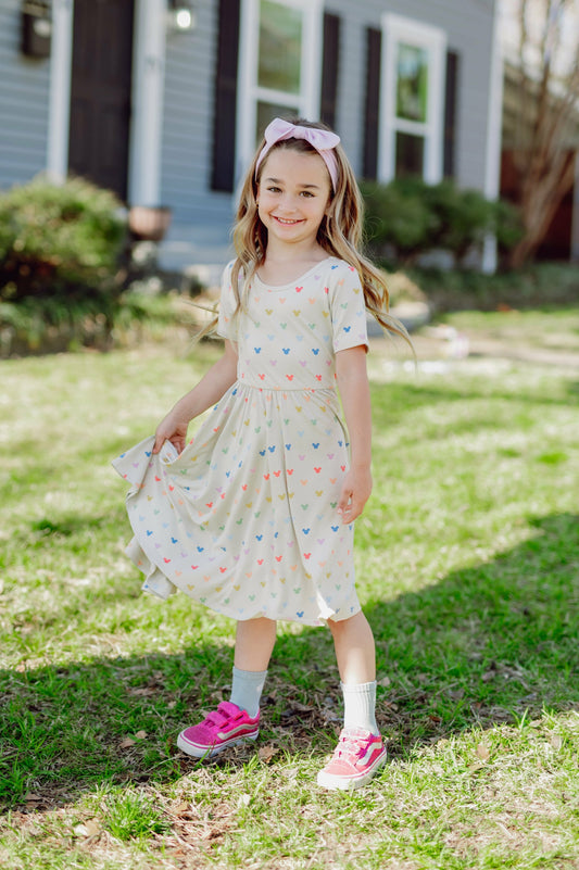 Twirl Dress in Pastel Mickey Mouse | Kyte Baby