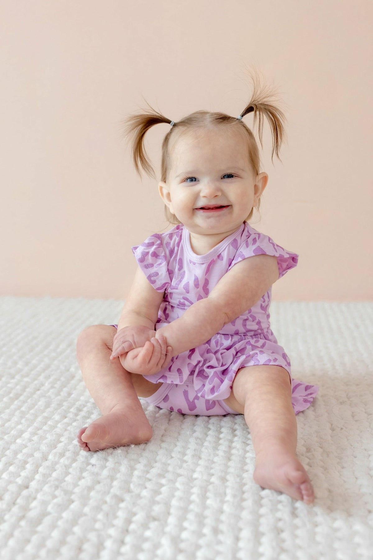 Twirl Bodysuit Dress in Thistle Leopard | Kyte Baby