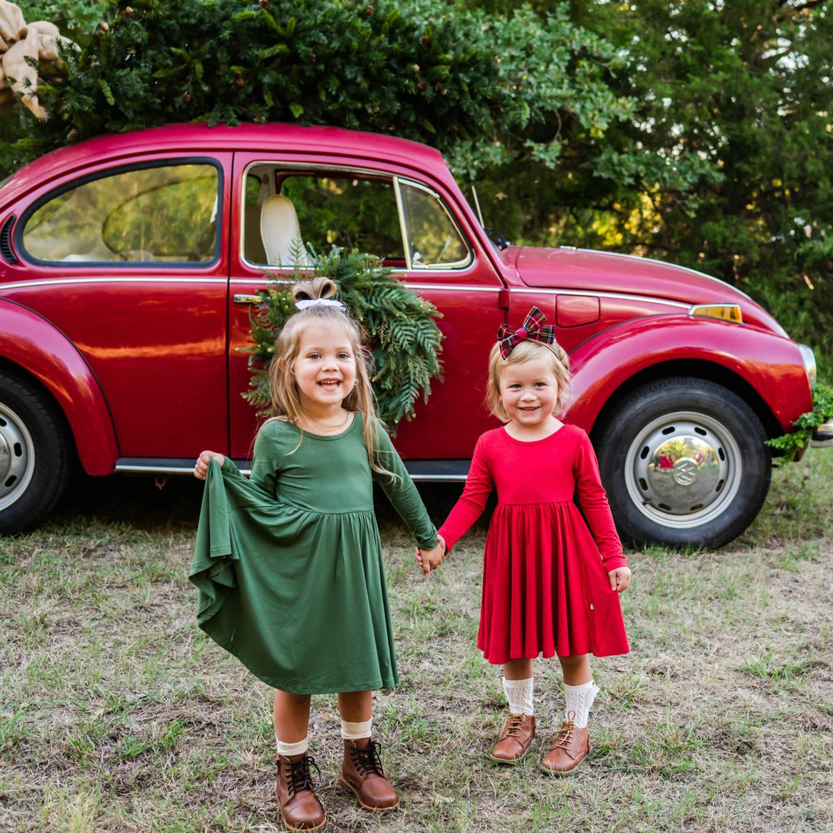 Long Sleeve Twirl Dress in Cardinal | Kyte Baby