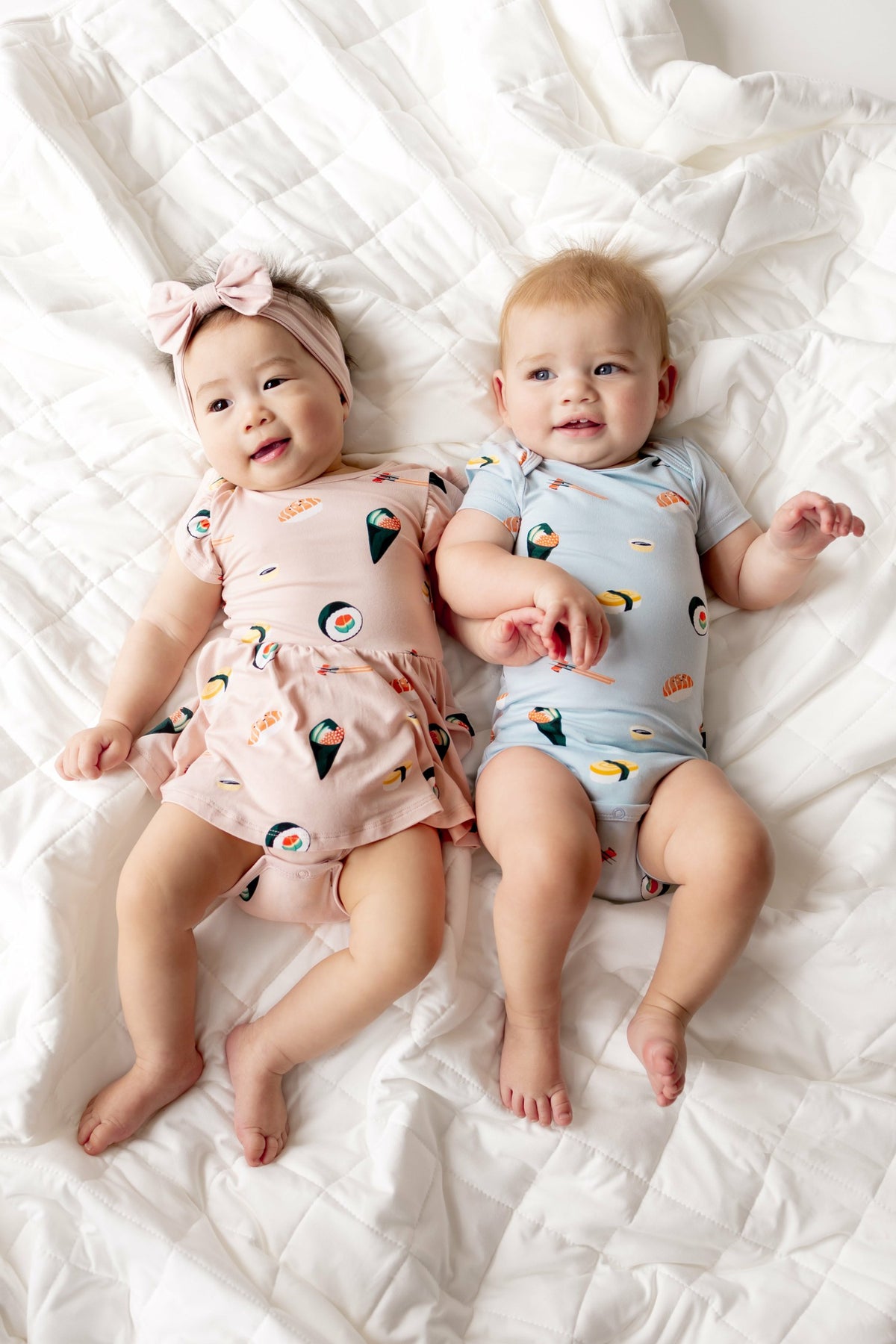 Twirl Bodysuit Dress in Blush Sushi | Kyte Baby