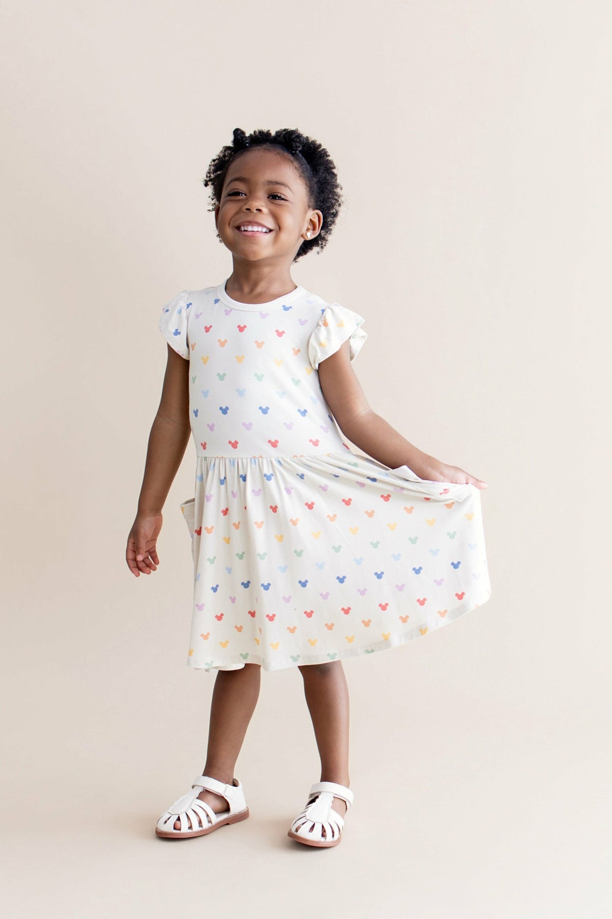 Pocket Dress in Pastel Mickey Mouse | Kyte Baby