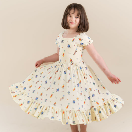 Puff Sleeve Twirl Dress in Winnie the Pooh Celebration | Kyte Baby