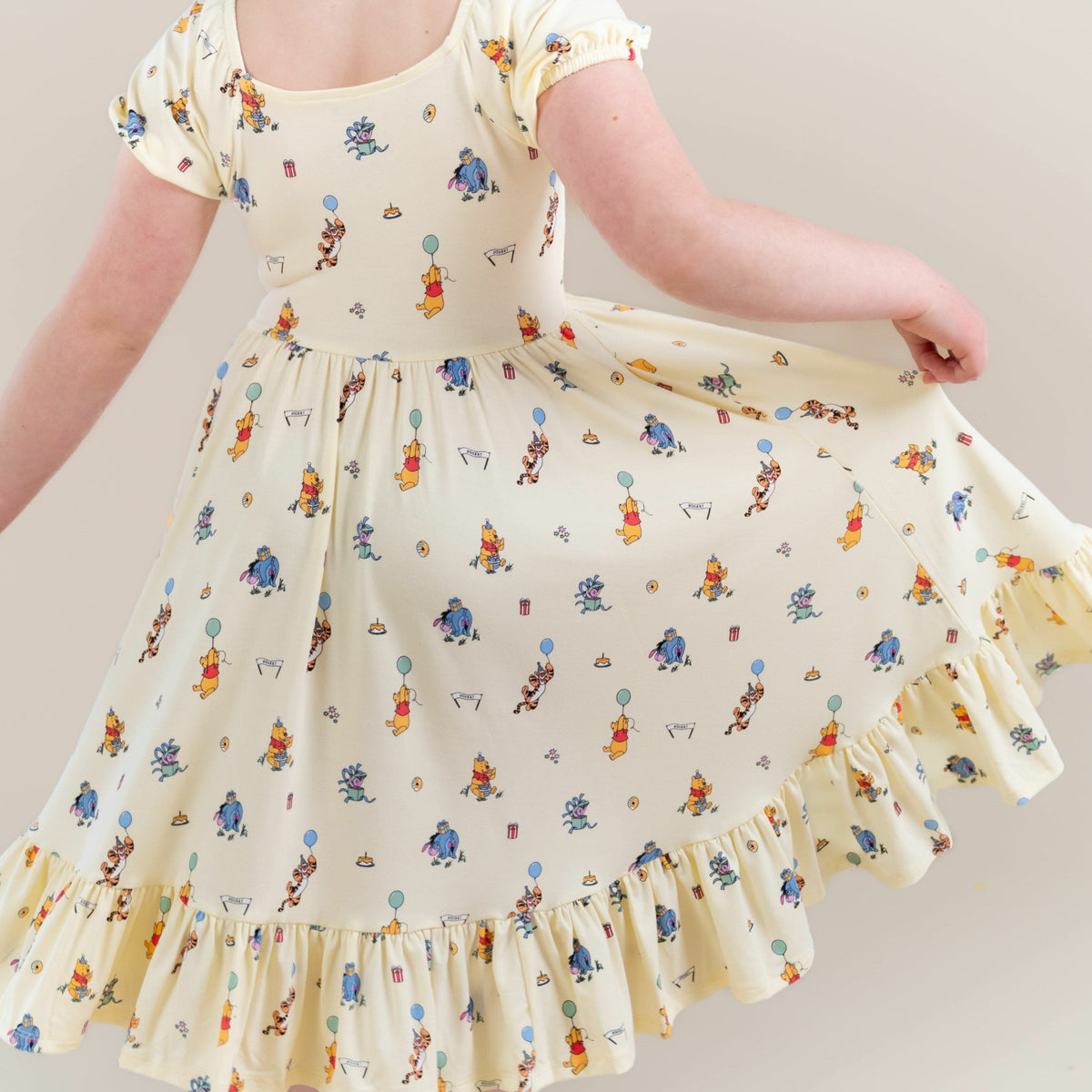 Puff Sleeve Twirl Dress in Winnie the Pooh Celebration | Kyte Baby