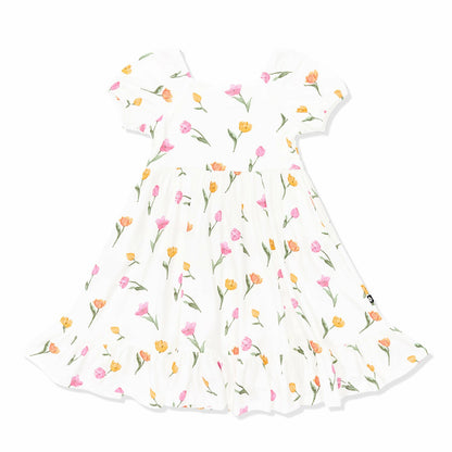Puff Sleeve Twirl Dress in Tulip | Kyte Baby