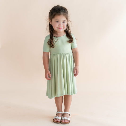 Twirl Dress in Basil | Kyte Baby