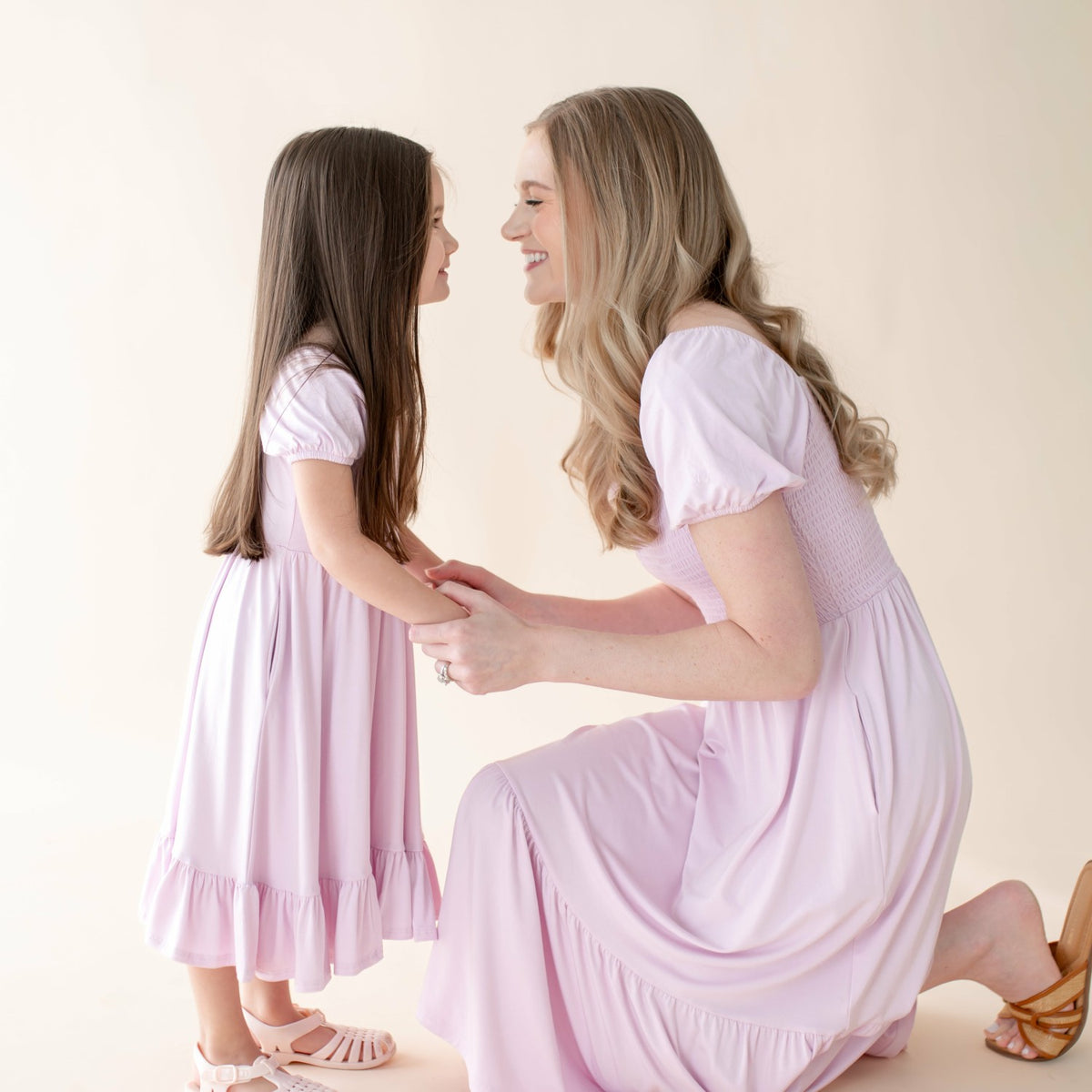 Puff Sleeve Twirl Dress in Thistle | Kyte Baby