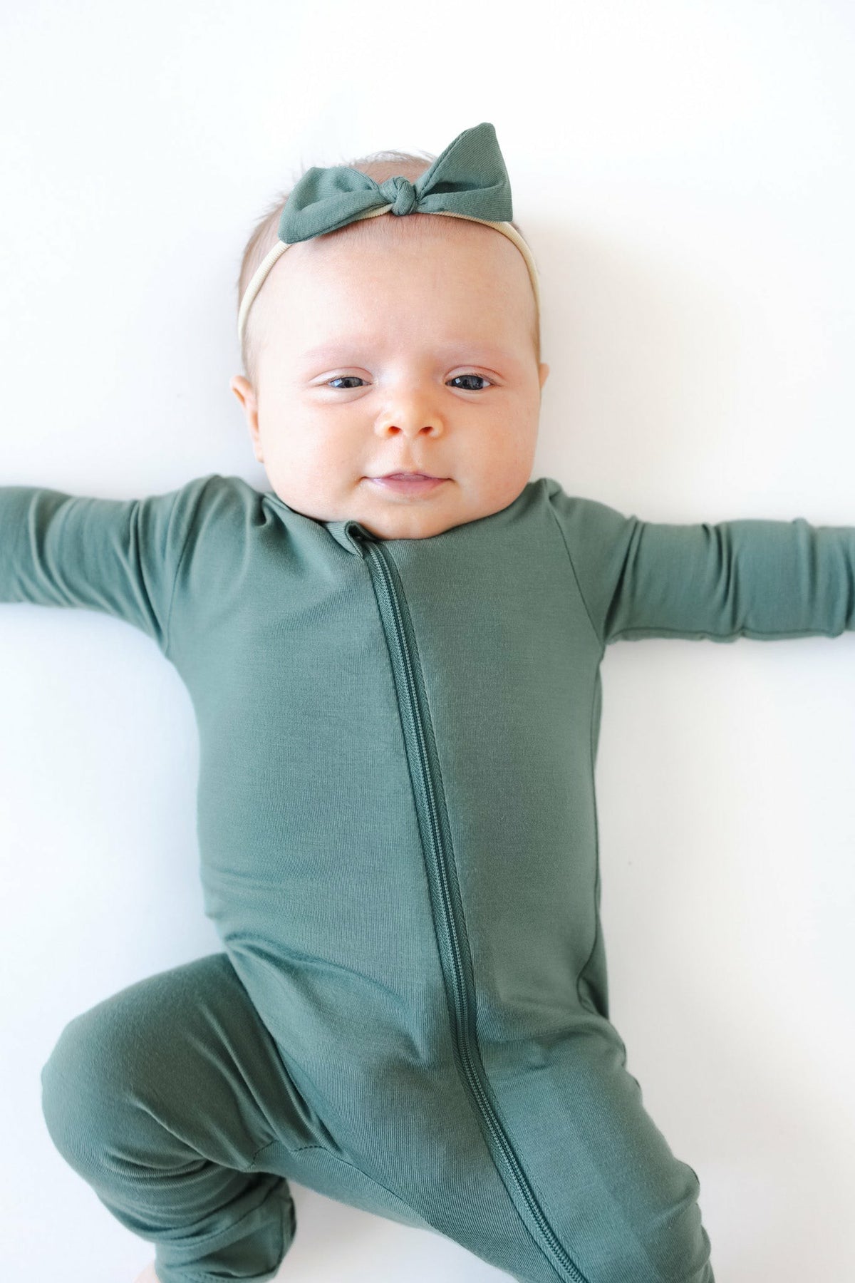 Zippered Romper in Pine | Kyte Baby