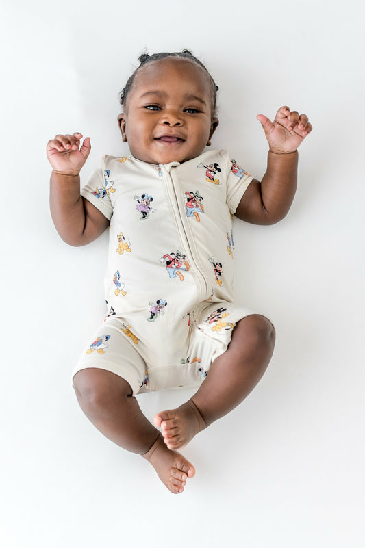 Zipper Shortall Romper in Mickey Mouse and Friends | Kyte Baby