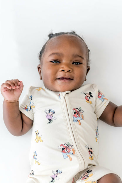 Zipper Shortall Romper in Mickey Mouse and Friends | Kyte Baby