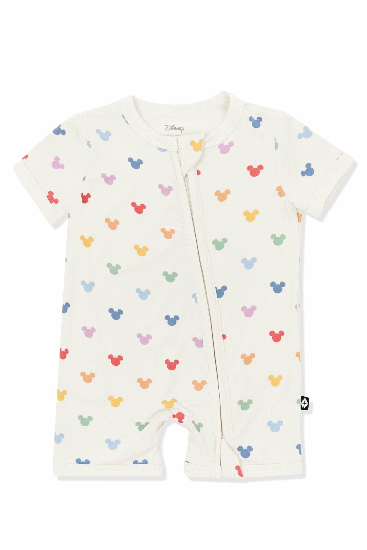 Zipper Shortall Romper in Pastel Mickey Mouse | Kyte Baby
