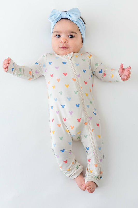 Zippered Romper in Pastel Mickey Mouse | Kyte Baby