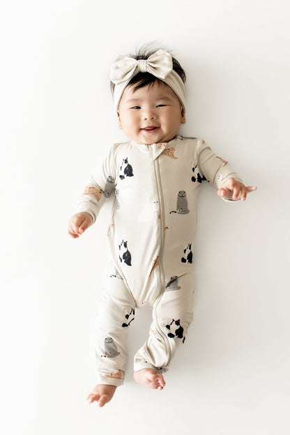 Zippered Romper in Fluffy Cat | Kyte Baby