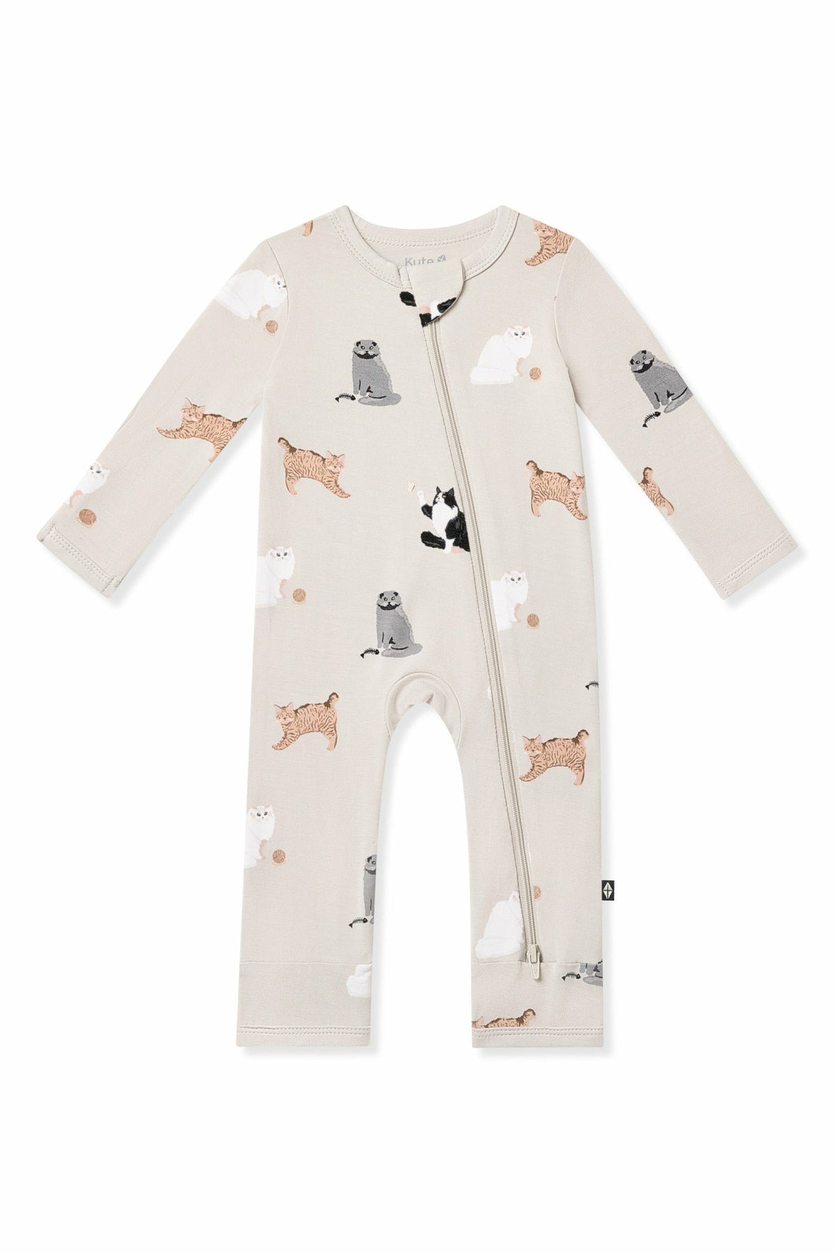 Zippered Romper in Fluffy Cat | Kyte Baby