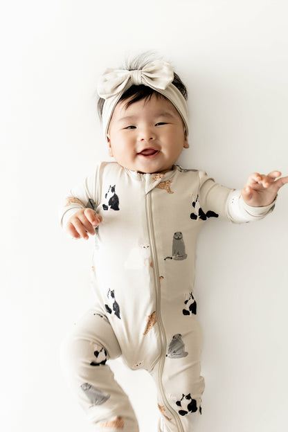 Zippered Romper in Fluffy Cat | Kyte Baby