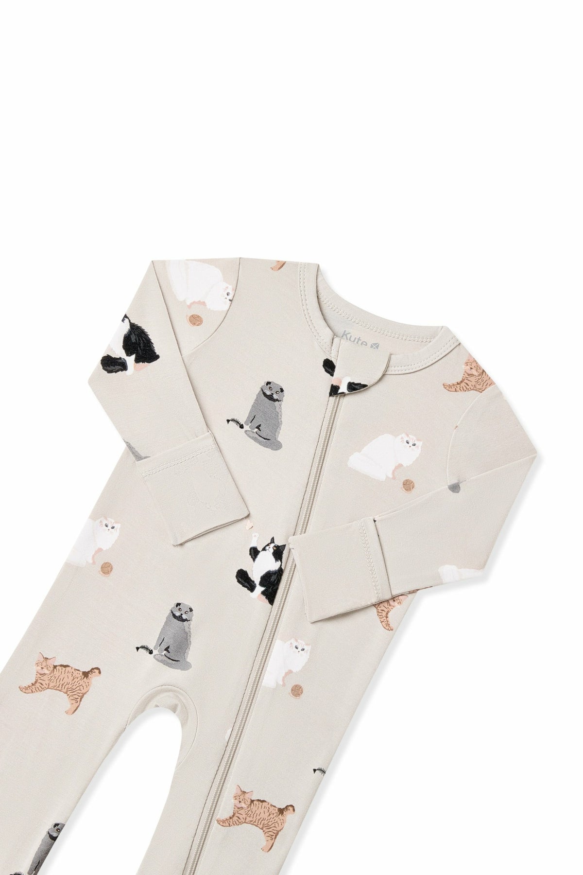 Zippered Romper in Fluffy Cat | Kyte Baby