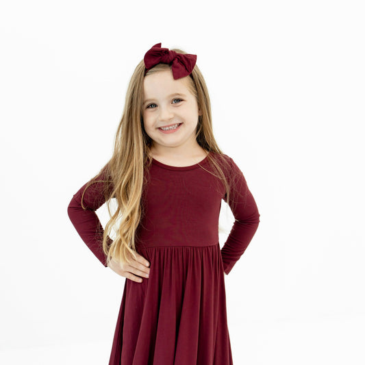Knotted Bow Headband in Burgundy | Kyte Baby
