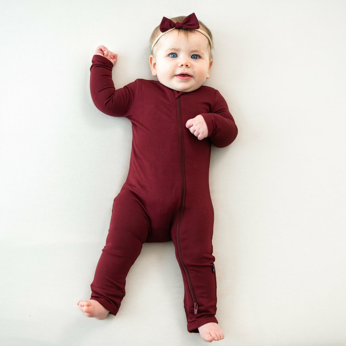 Tiny Nylon Bow in Burgundy | Kyte Baby
