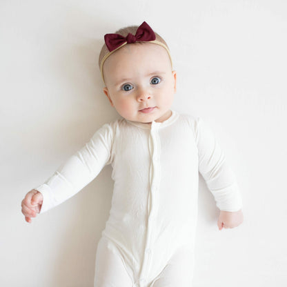 Tiny Nylon Bow in Burgundy | Kyte Baby