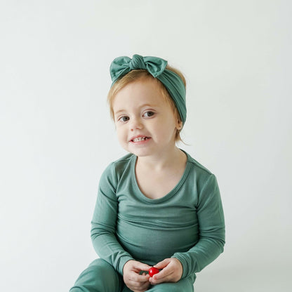 Knotted Bow Headband in Pine | Kyte Baby