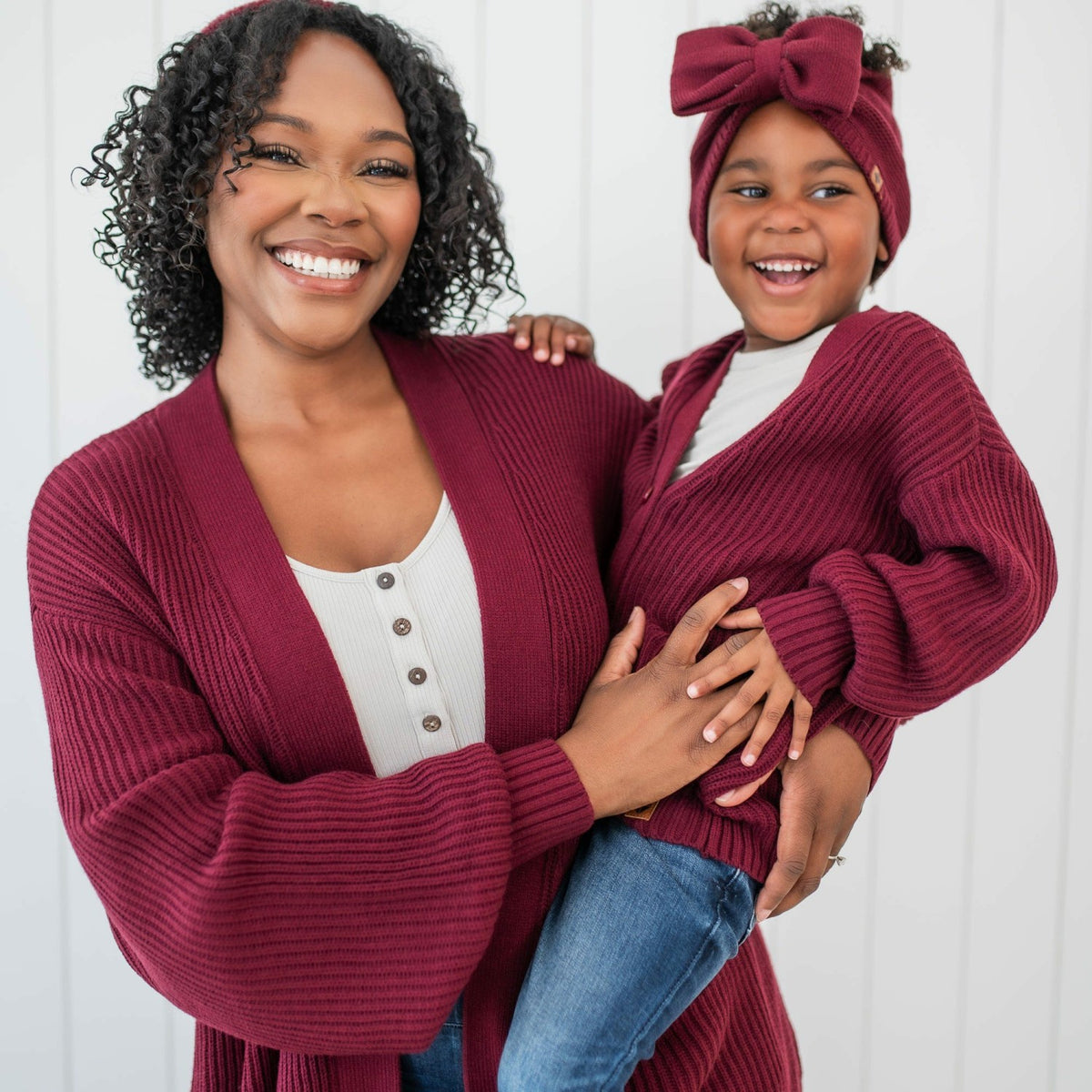 Chunky Knit Bow Headband in Burgundy | Kyte Baby