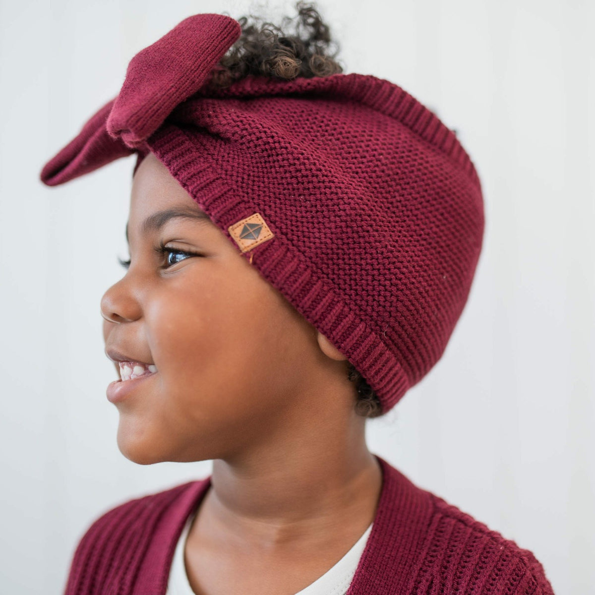 Chunky Knit Bow Headband in Burgundy | Kyte Baby