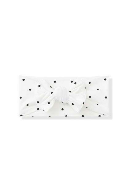 Knotted Bow Headband in Midnight Polka Dot | Kyte Baby