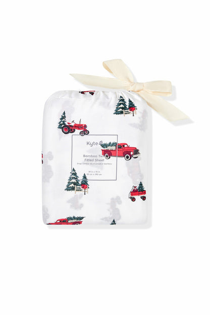 Twin Sheet in Holiday Tree Farm | Kyte Baby