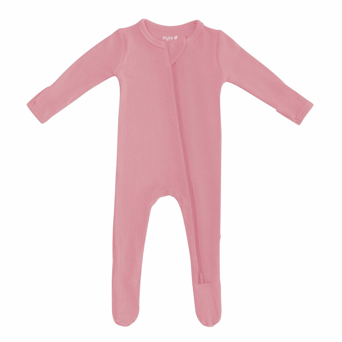 Ribbed Zipper Footie in Apple Blossom | Kyte Baby