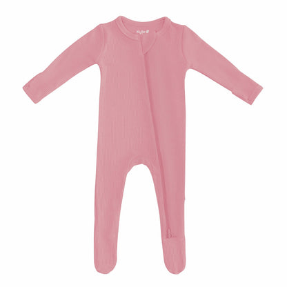 Ribbed Zipper Footie in Apple Blossom | Kyte Baby