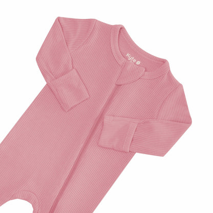 Ribbed Zipper Footie in Apple Blossom | Kyte Baby