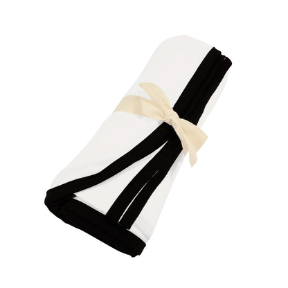 Swaddle Blanket in Cloud with Midnight Trim | Kyte Baby