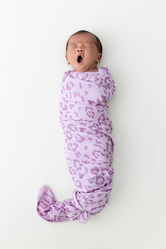 Swaddle Blanket in Thistle Leopard | Kyte Baby