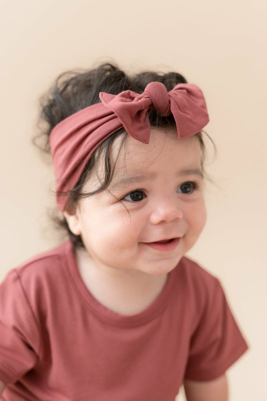 Knotted Bow Headband in Ember | Kyte Baby