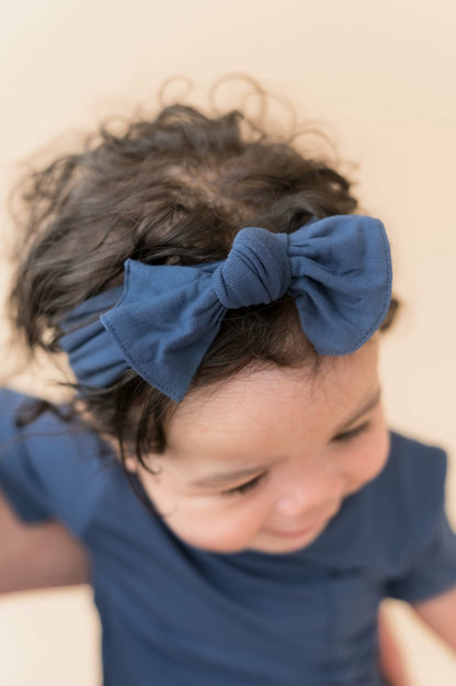 Knotted Bow Headband in Oxford | Kyte Baby