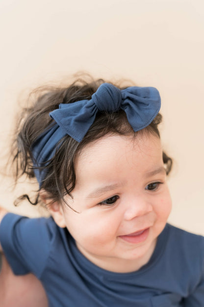Knotted Bow Headband in Oxford | Kyte Baby