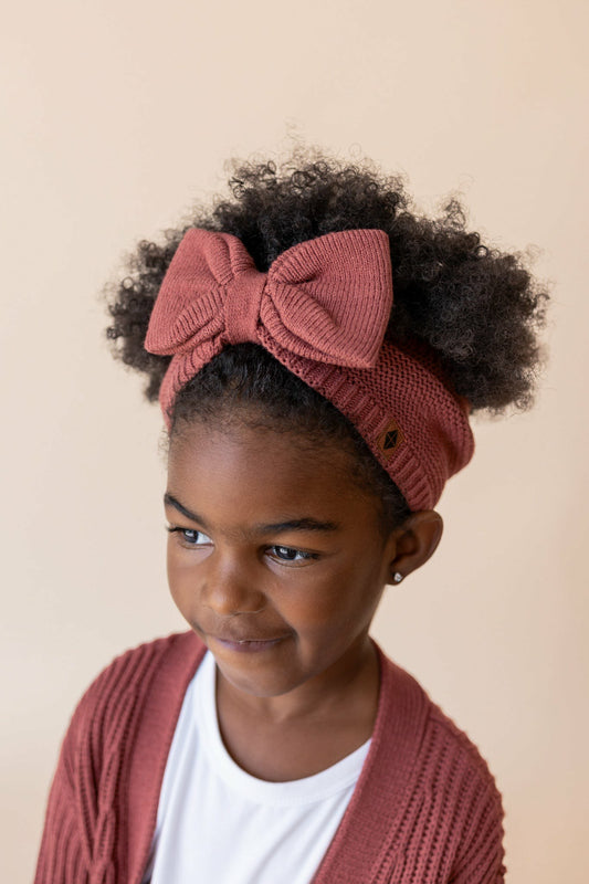 Chunky Knit Bow Headband in Ember | Kyte Baby