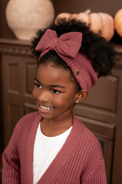 Chunky Knit Bow Headband in Ember | Kyte Baby