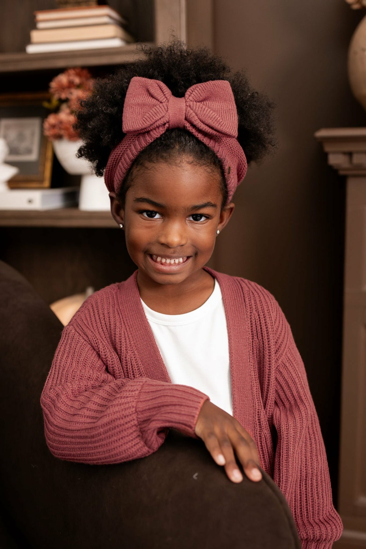 Chunky Knit Bow Headband in Ember | Kyte Baby