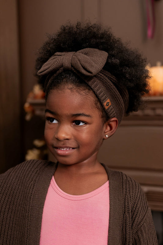 Chunky Knit Bow Headband in Espresso | Kyte Baby