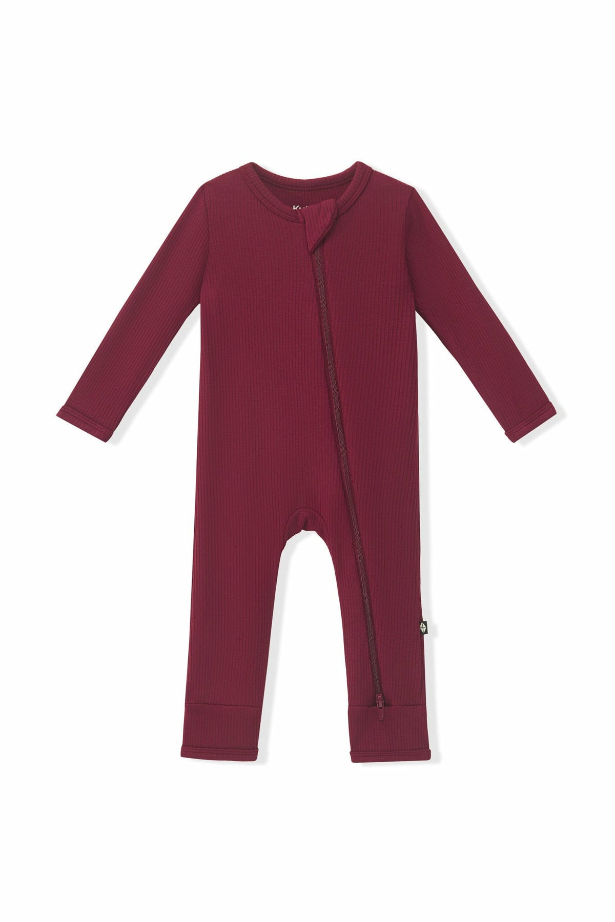Ribbed Zipper Romper in Burgundy | Kyte Baby
