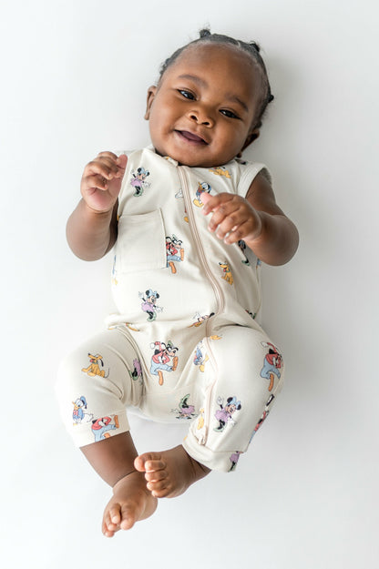 Zippered Sleeveless Romper in Mickey Mouse and Friends | Kyte Baby